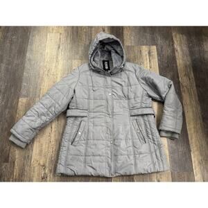 Details Gray Quilted Hooded Coat